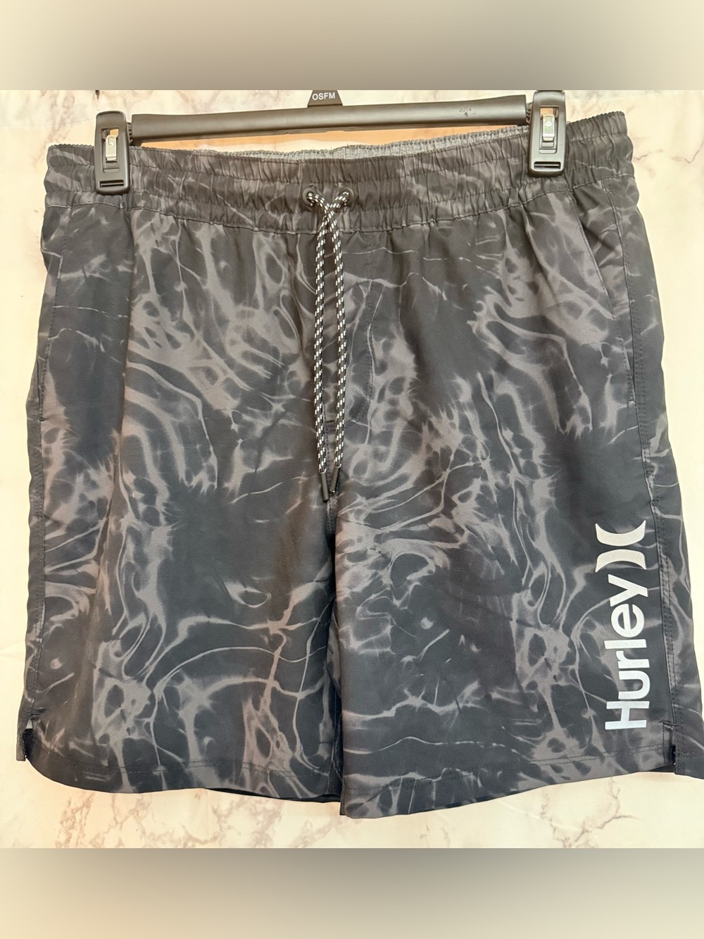 Hurley Men’s Black Marble Athletic Shorts